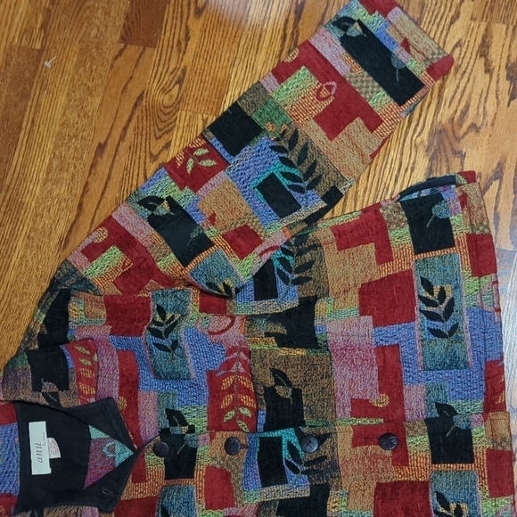 Coastal Cowgirl Tapestry jacket Dopamine bohemian festival color block  Sz XL - Picture 3 of 10